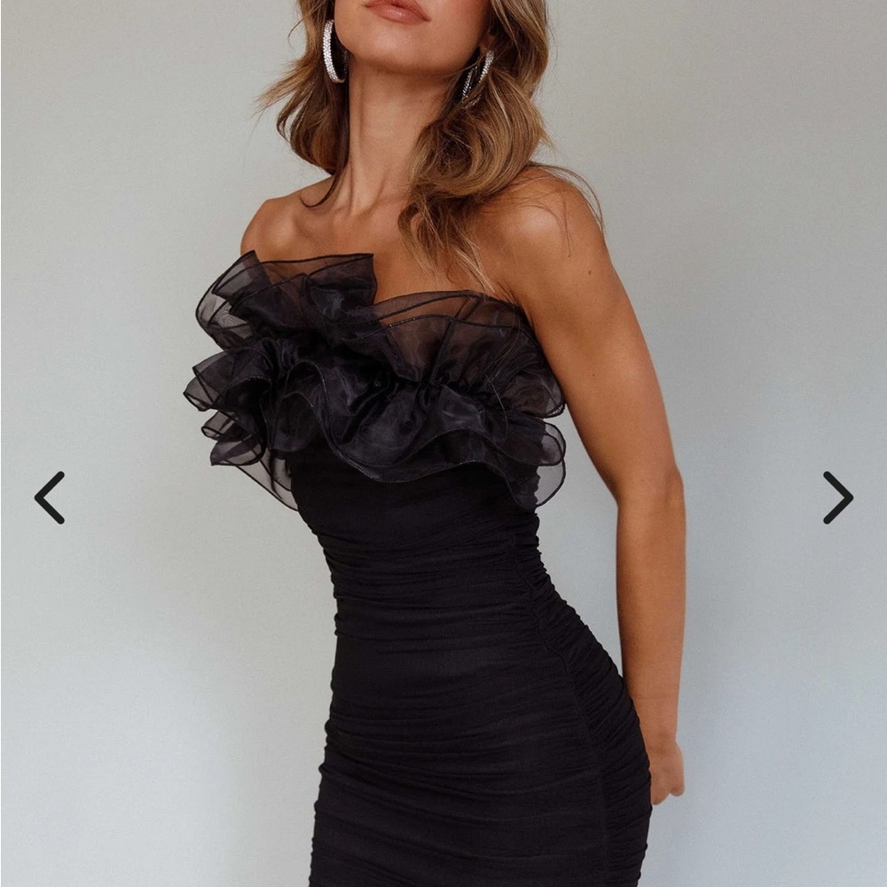 Elegant Black Ruffled Off-Shoulder Dress